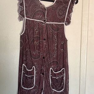 Chic Sheer Large Paisley Button-Down Mini Dress